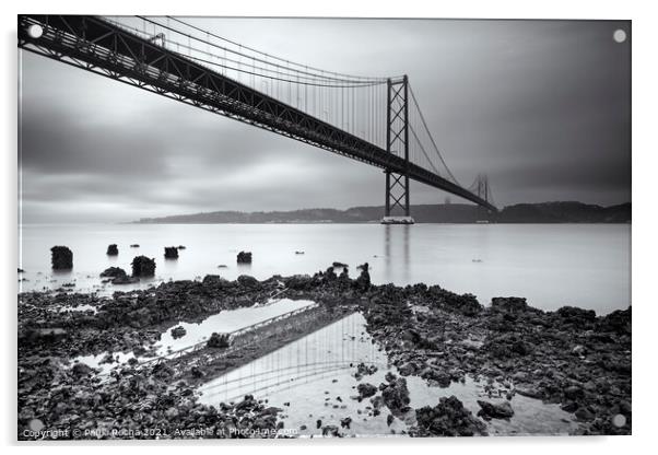 The 25th of April (25 de Abril) suspension bridge over Tagus river in Lisbon Acrylic by Paulo Rocha