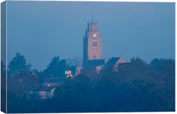Dawn illumintaes St Andrew's Church, Sutton-in-the-Isle, 1st May Canvas Print by Andrew Sharpe