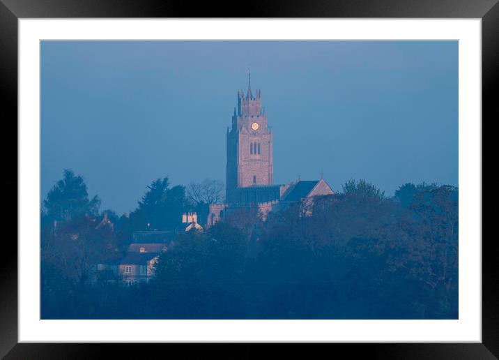 Dawn illumintaes St Andrew's Church, Sutton-in-the-Isle, 1st May Framed Mounted Print by Andrew Sharpe