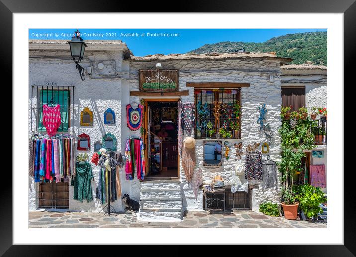 Craft Shop in Pampaneira in Andalusia, Spain Framed Mounted Print by Angus McComiskey
