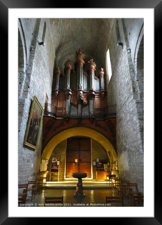 Inside the church at Saint-Guilhem-le-Désert Framed Mounted Print by Ann Biddlecombe