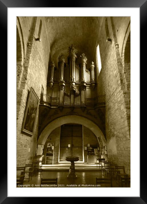 Inside the church in tinted monochrome Framed Mounted Print by Ann Biddlecombe