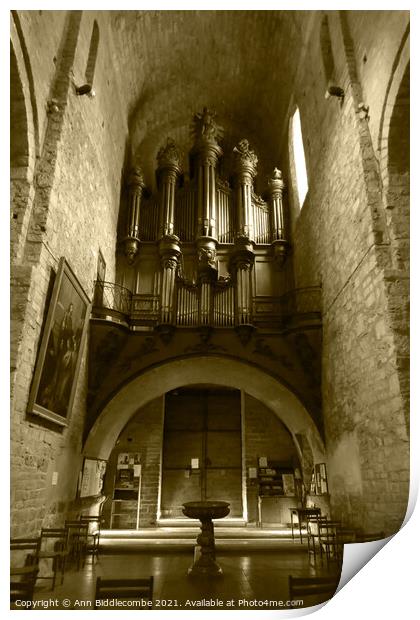 Inside the church in tinted monochrome Print by Ann Biddlecombe