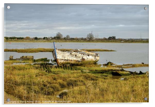 Boat wrecks Maldon Essex  Acrylic by Diana Mower