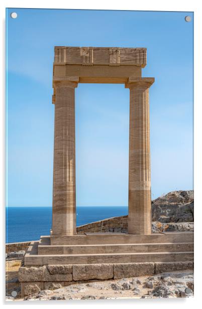 Rhodes Acropolis of Lindos Stoa of Psithyros Ruins Facade Acrylic by Antony McAulay