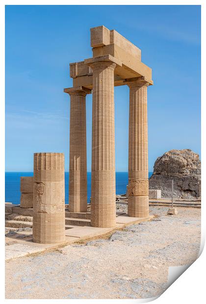 Rhodes Acropolis of Lindos Stoa of Psithyros Temple Ruins Print by Antony McAulay