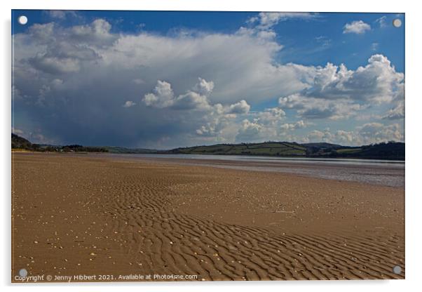 Stretch of Llansteffen beach in Carmarthenshire Acrylic by Jenny Hibbert