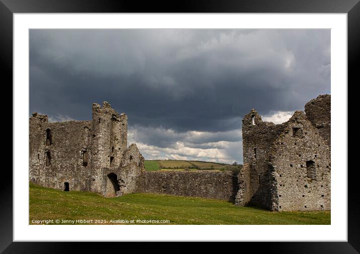 Llansteffen castle in Carmarthenshire South Wales on a stormy morning Framed Mounted Print by Jenny Hibbert