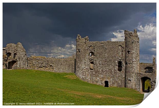 Llansteffen castle in Carmarthenshire, South Wales Print by Jenny Hibbert