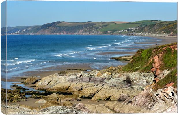Whitsand Bay in South East Cornwall Canvas Print by Rosie Spooner