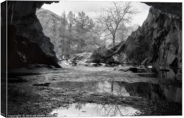 Rydal Caves  Canvas Print by Andrew Heath