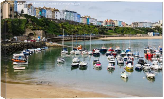 Boats in Tenby Harbour Pembrokeshire Wales Canvas Print by Pearl Bucknall
