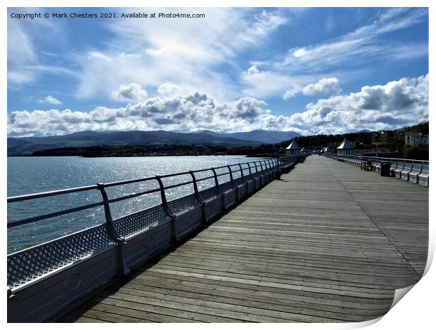 Bangor pier looking towards Snowdonia. Print by Mark Chesters