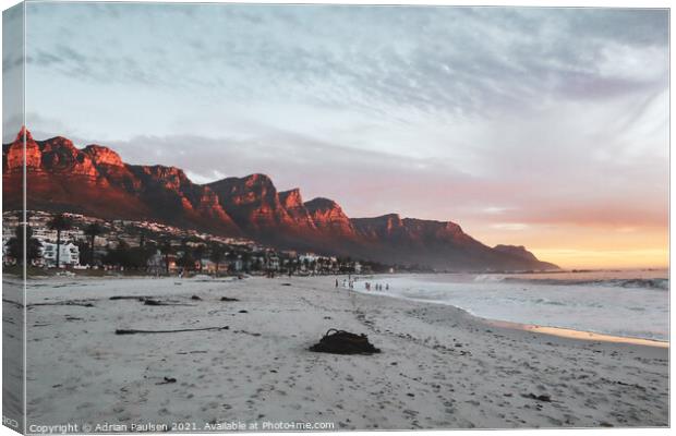 Late afternoon sunset over Camps Bay beach  Canvas Print by Adrian Paulsen