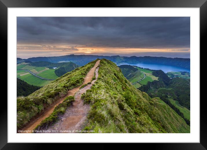 Viewpoint in Sao Miguel at sunset - Azores Framed Mounted Print by Paulo Rocha