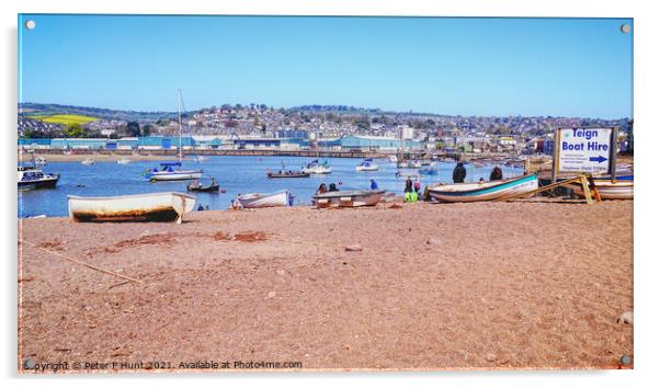 Teignmouth Back Beach Acrylic by Peter F Hunt
