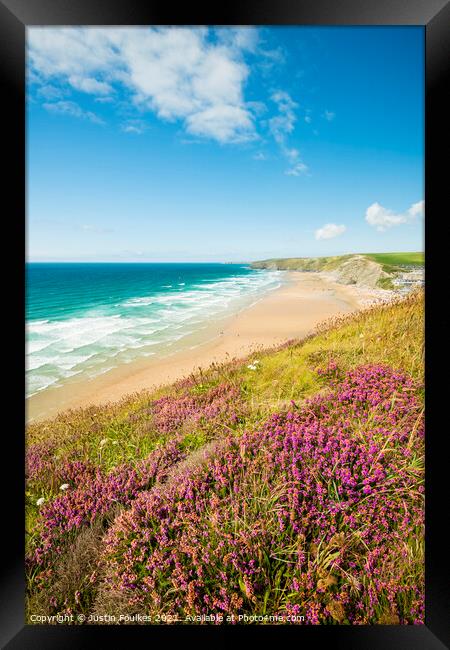 Watergate Bay, Cornwall Framed Print by Justin Foulkes