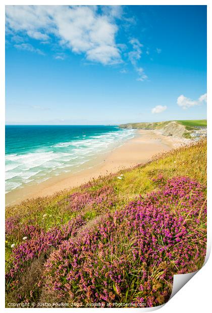 Watergate Bay, Cornwall Print by Justin Foulkes