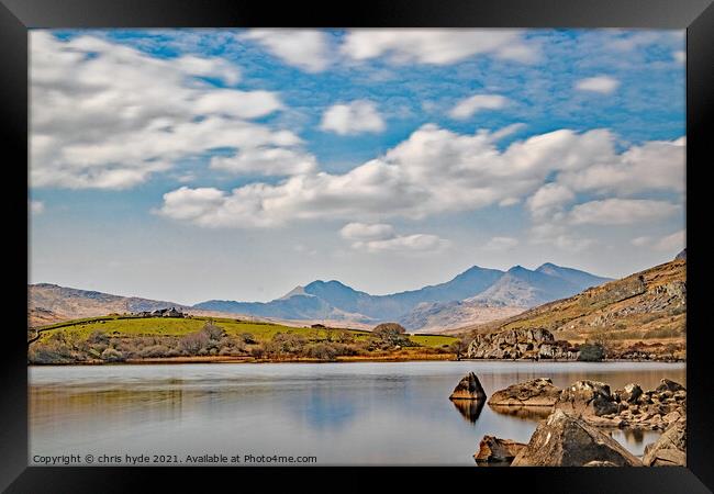 Mount Snowdon from Capel Curig Framed Print by chris hyde
