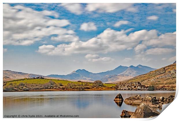 Mount Snowdon from Capel Curig Print by chris hyde