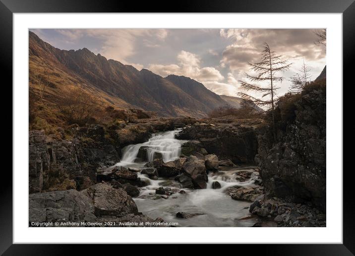 Clachaig Falls Glencoe Scotland  Framed Mounted Print by Anthony McGeever