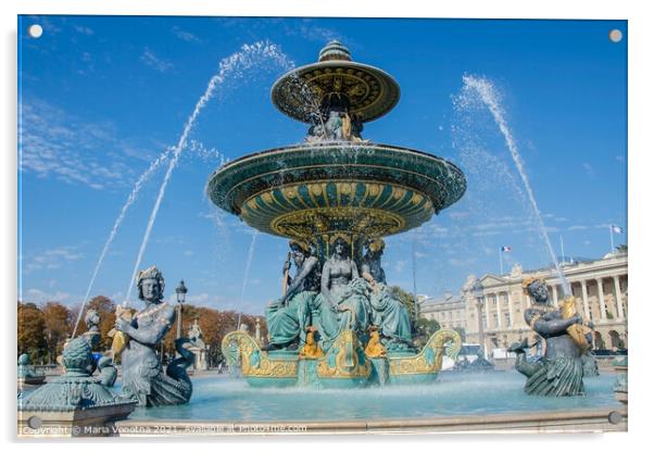 Fountain in Paris Acrylic by Maria Vonotna