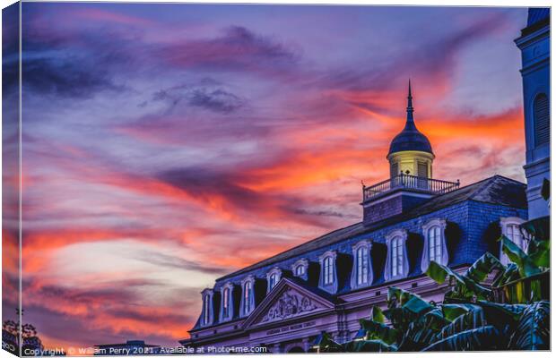 Sunset Cabildo New Orleans Louisiana Canvas Print by William Perry