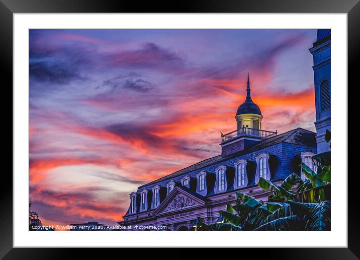 Sunset Cabildo New Orleans Louisiana Framed Mounted Print by William Perry