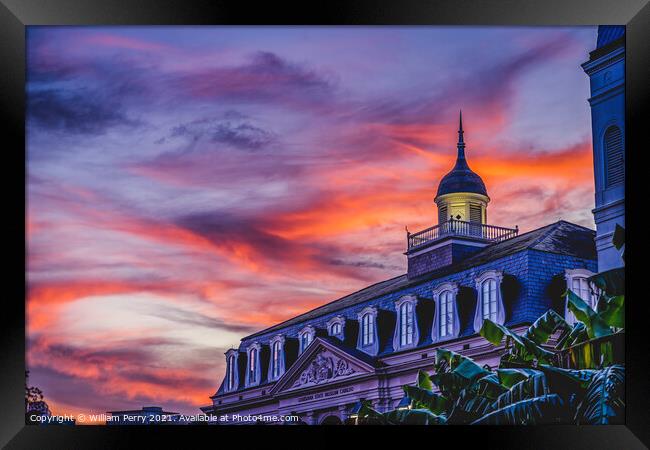 Sunset Cabildo New Orleans Louisiana Framed Print by William Perry