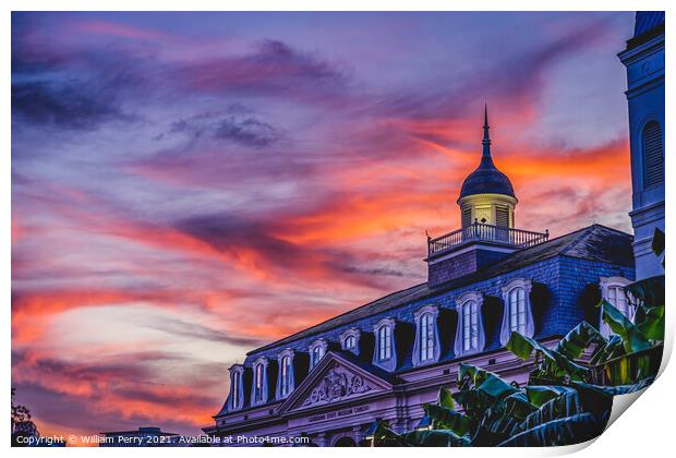 Sunset Cabildo New Orleans Louisiana Print by William Perry