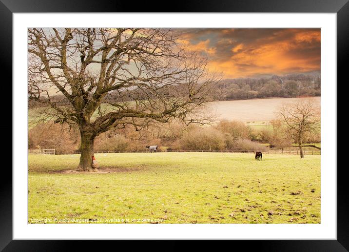 Rustic Nottingham Landscape at Dusk Framed Mounted Print by Holly Burgess
