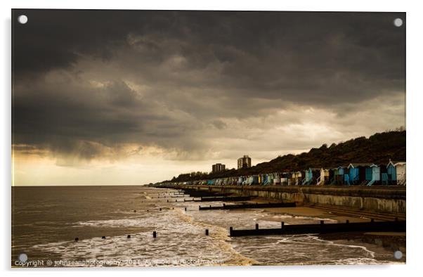 Late afternoon at Frinton on Sea Beach huts Acrylic by johnseanphotography 