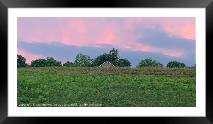 Roof amidst Peak Pink Clouds Framed Mounted Print by Deanne Flouton