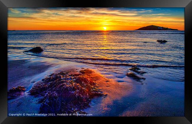 Burgh Island Sunset Framed Print by Paul F Prestidge