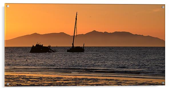 Kaffir shipwreck Ayr at sunset Acrylic by Allan Durward Photography