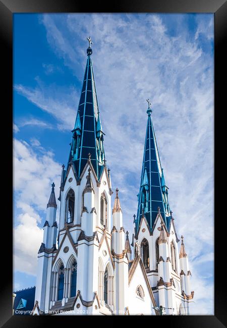 Twin Steeples on White Church Framed Print by Darryl Brooks