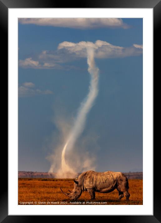 White Rhino Amboseli Framed Mounted Print by Steve de Roeck