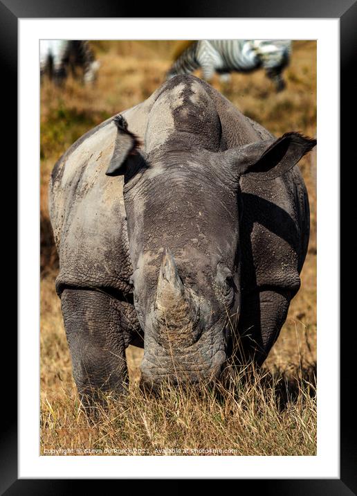 White Rhino Framed Mounted Print by Steve de Roeck