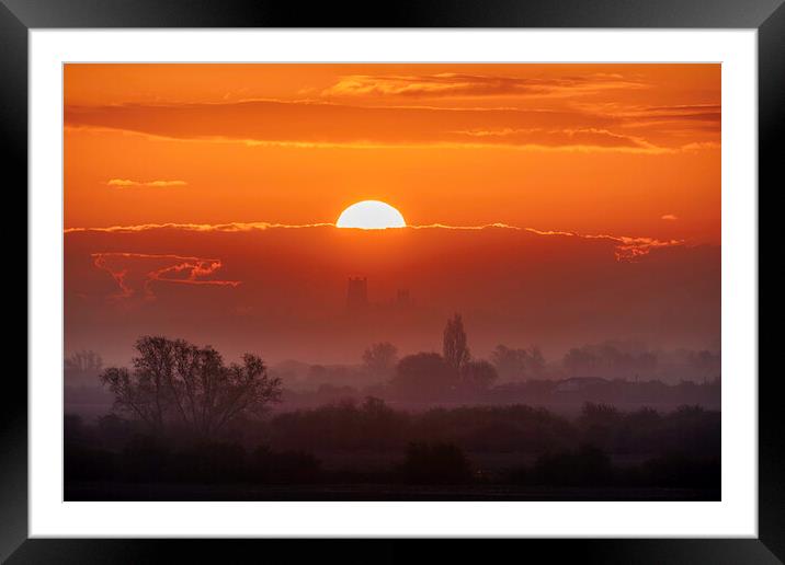Dawn behind Ely Cathedral, 2nd May 2021 Framed Mounted Print by Andrew Sharpe
