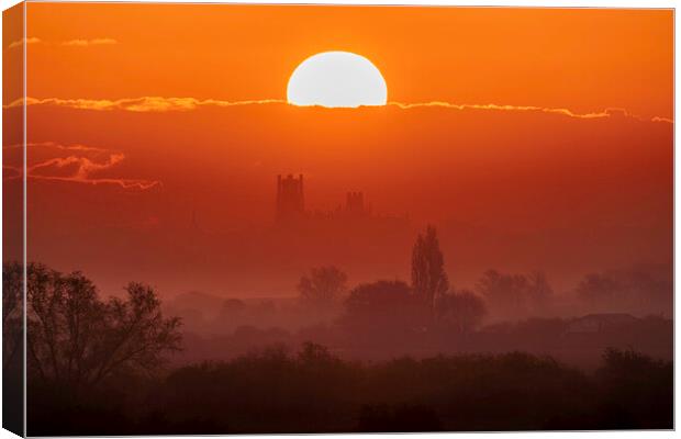 Dawn behind Ely Cathedral, 2nd May 2021 Canvas Print by Andrew Sharpe