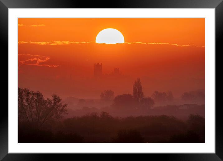 Dawn behind Ely Cathedral, 2nd May 2021 Framed Mounted Print by Andrew Sharpe