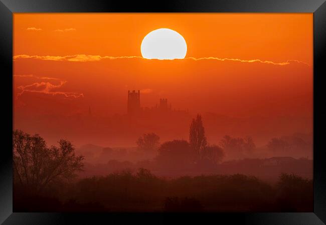 Dawn behind Ely Cathedral, 2nd May 2021 Framed Print by Andrew Sharpe