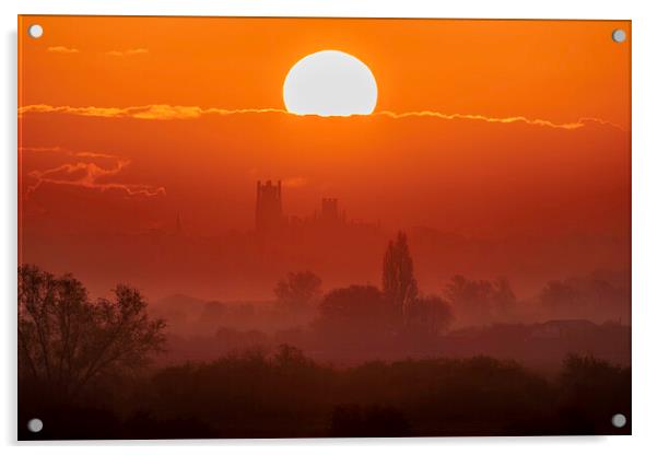 Dawn behind Ely Cathedral, 2nd May 2021 Acrylic by Andrew Sharpe