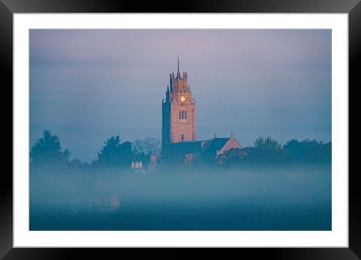 St Andrew's Church, Sutton-in-the-Isle, emerges from the morning Framed Mounted Print by Andrew Sharpe