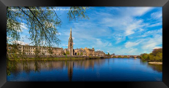 Perth Scotland and the River Tay with St. Matthew's Church Framed Print by Navin Mistry