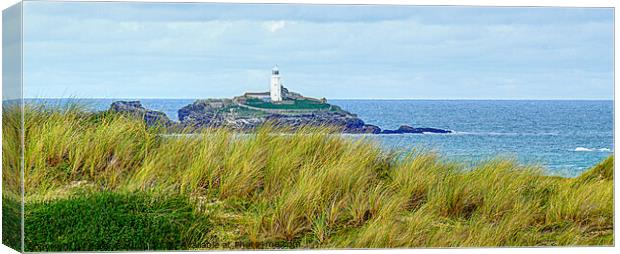 Godrevy Lighthouse From The Dunes Canvas Print by Peter F Hunt