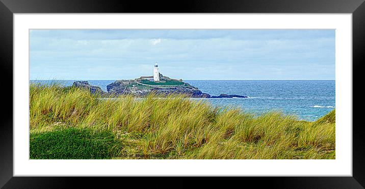 Godrevy Lighthouse From The Dunes Framed Mounted Print by Peter F Hunt