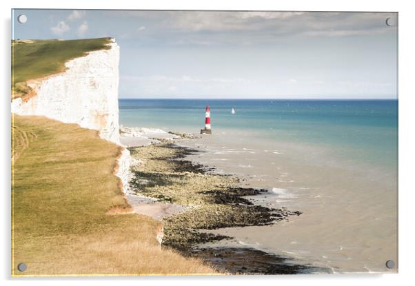 Beachy Head Lighthouse, with yacht Acrylic by Mark Jones