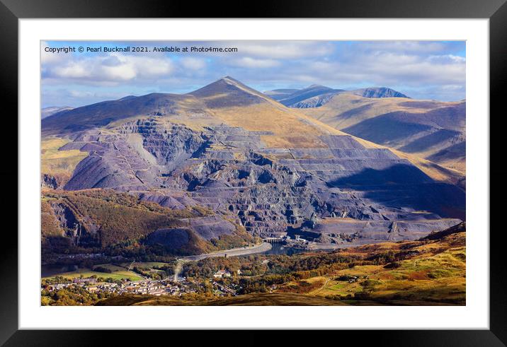Elidir Fawr Electric Mountain Slate Quarry Wales Framed Mounted Print by Pearl Bucknall