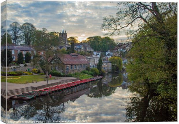 Rowing Boat reflections on the Nidd Canvas Print by Richard Perks